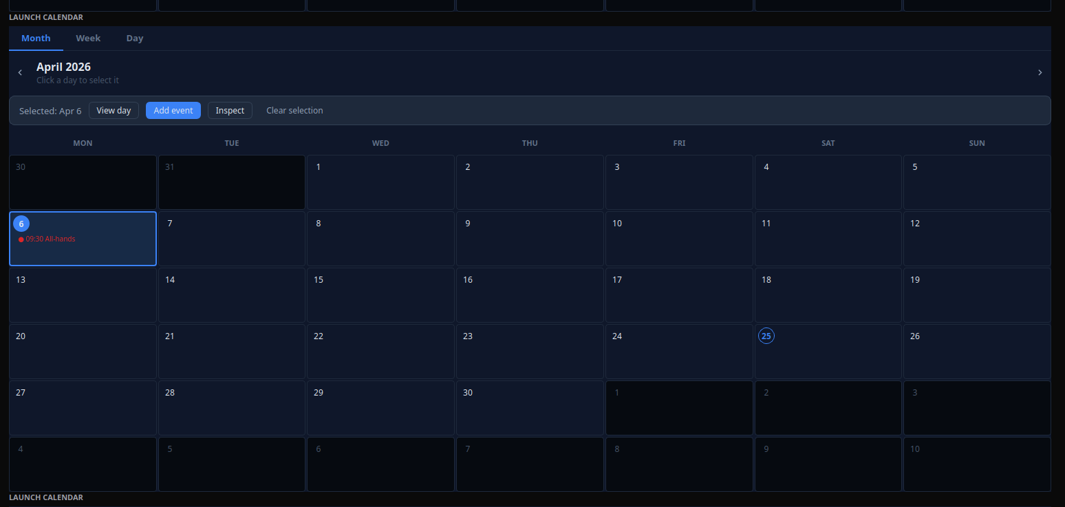 Calendar desktop preview