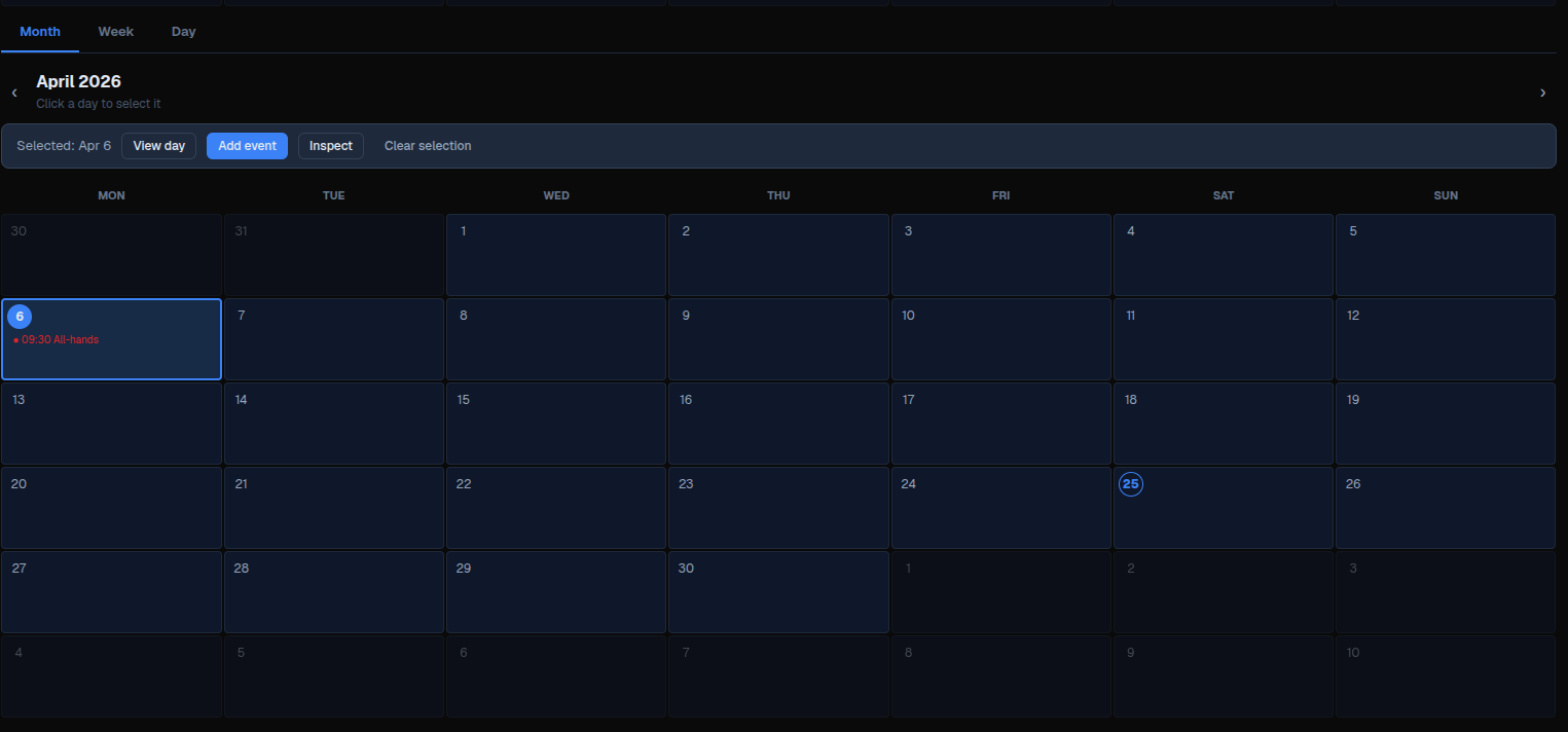 Calendar web preview