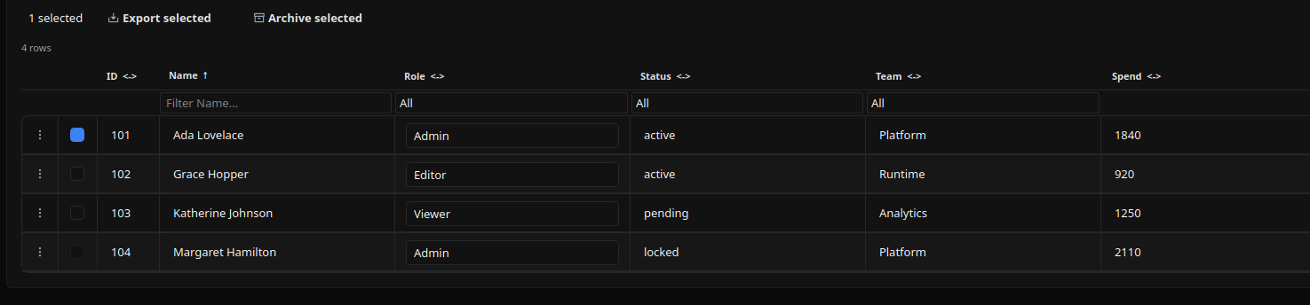 DataTable desktop